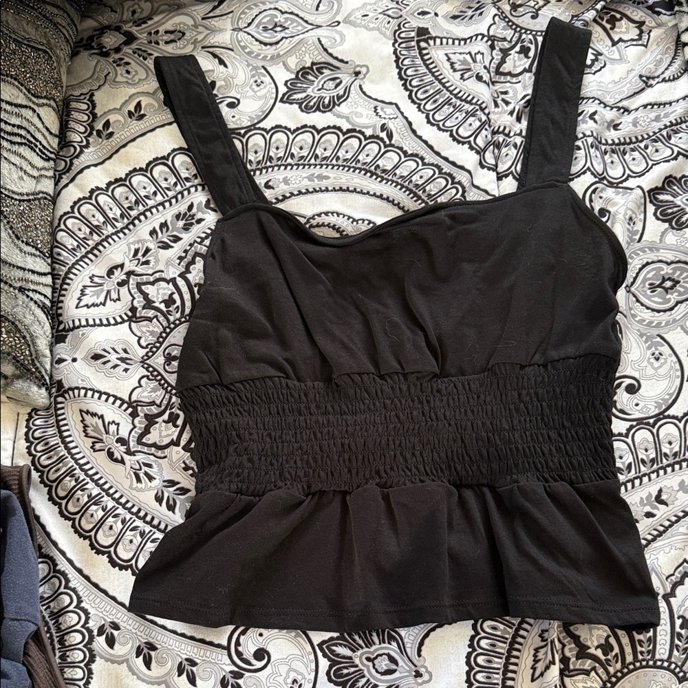 Express Black Smocked Camisole Top NWT